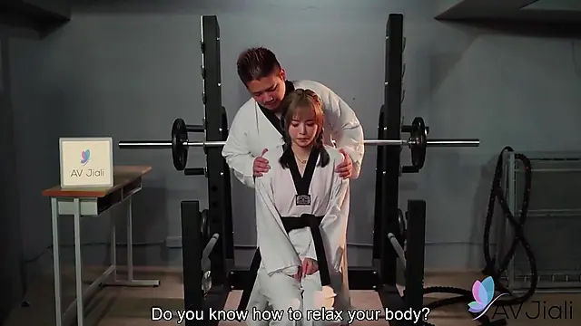 Chinese beauty seduces her karate master in a romantic dojo encounter