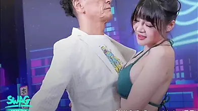 Asian mixed girl exposes her big tits and pussy
