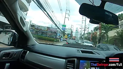 Tattooed Thai brunette amateur and her partner have steamy public sex at home, captured in POV