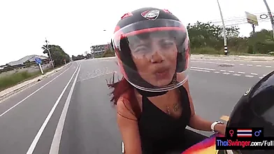 Tattooed Thai teen girlfriend gives boyfriend an intense POV blowjob