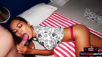Sexy Thai teen amateur gives an amazing POV blowjob and fuck