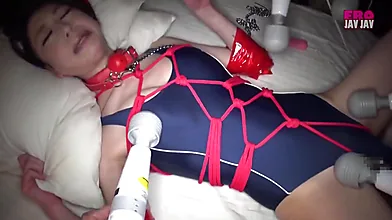 Intense Sensations for a Mature Japanese Brunette in Shibari Bondage