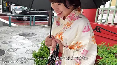 Curvy Japanese Milf In Kimono Takes A Brutal Spitroast Threesome