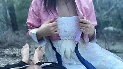 Korean KPop girl's wild hardcore forest adventure