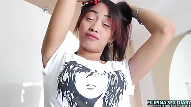 Amateur Filipino girl with small tits enjoys hardcore sex with a big white cock